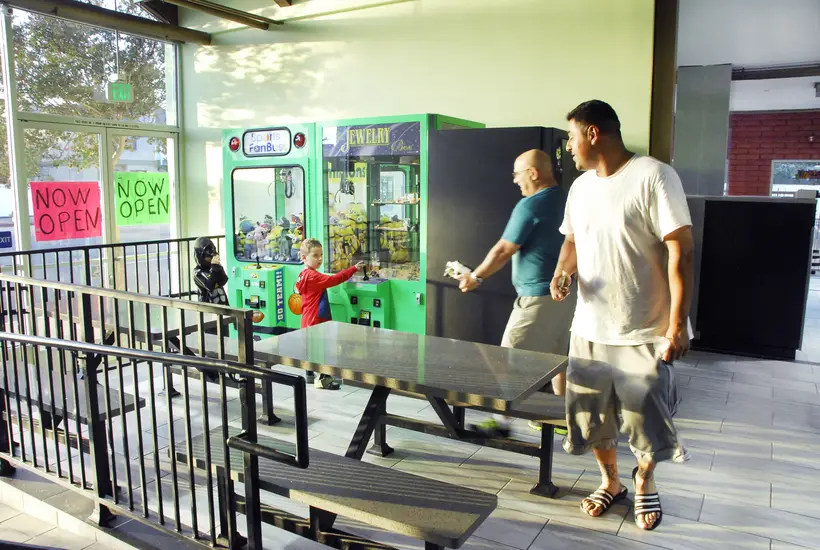 The claw machines by the front entrance
